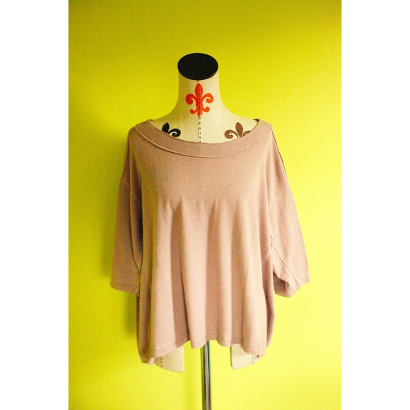 H BY BORDEAUX XL Soft Loose Sweater Top 3/4 Slv Boat Neck Brown - Picture 6 of 10